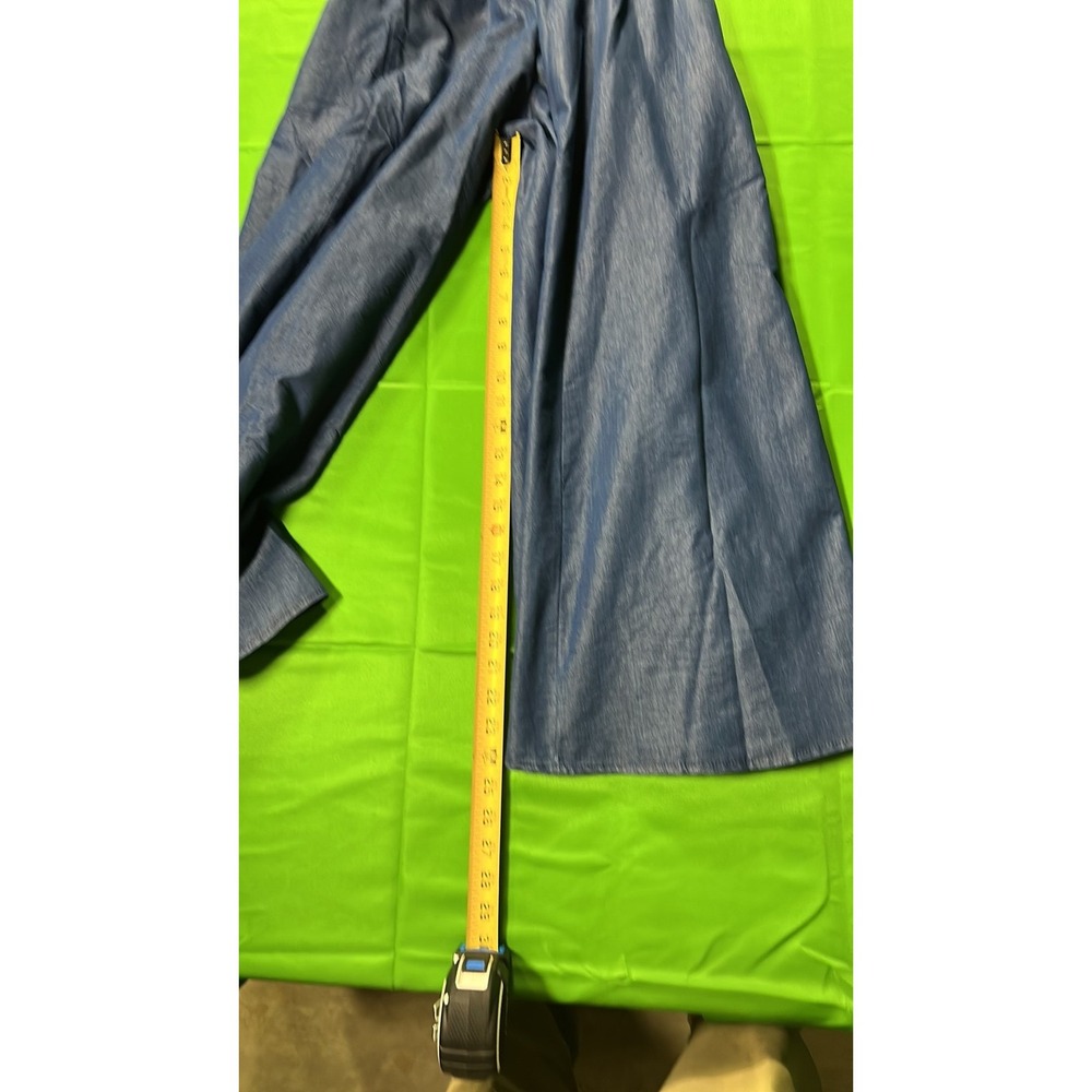 Step In Style Denim Look Chambray Midi Jumpsuit Smocked Waist Blue M - Picture 8 of 11
